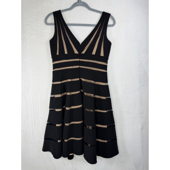 JS Collections Black Illusion Mesh Bandage Fit and Flare Dress 862069 Size 6 - Picture 4 of 9